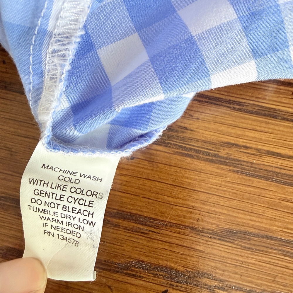 Vineyard Vines Women Size 0 Shift Dress Blue White Gingham Cotton Popover Preppy - Picture 13 of 14